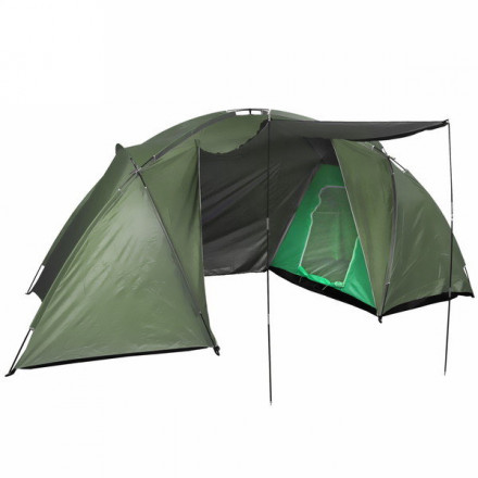 Палатка кемпинговая Jesolo-4 двухслойная, (150+130+150)*220*170 см, цвет зеленый
